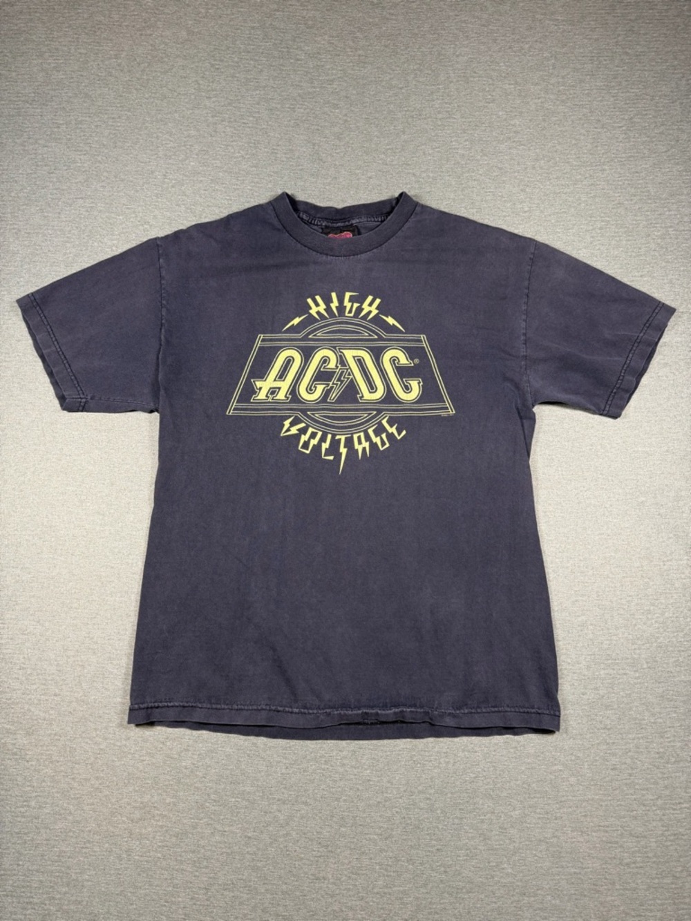AC/DC Charcoal Band Tee with Yellow Graphic